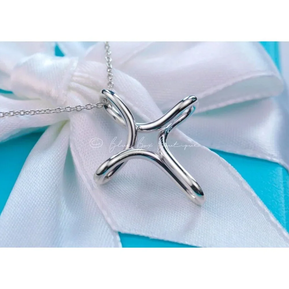 Tiffany & Co. Elsa Peretti Infinity Cross Pendant Necklace in Silver 16" - Picture 8 of 9